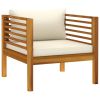 Patio Chair with Cream White Cushions Solid Acacia Wood