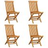 Garden Chairs with Anthracite Cushions 4 pcs Solid Teak Wood