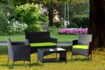 Patio outdoor rattan furniture -4 piece loveseat +2 armchair+coffie table for garden 4 PC Garden Patio Furniture