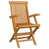 Garden Chairs with Cream Cushions 2 pcs Solid Teak Wood