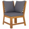 3 Piece Garden Lounge Set with Dark Gray Cushion Solid Acacia Wood