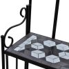 Plant Stand Display Black White Mosaic Pattern