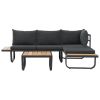 2 Piece Garden Corner Sofa Set with Cushions Aluminium WPC