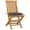 Garden Chairs with Anthracite Cushions 4 pcs Solid Teak Wood