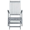 Outdoor Deck Chair with Footrest and Cushion Solid Acacia Wood