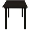 Garden Dining Table Black 59.1"x31.5"x29.1" Steel and Glass