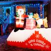 8FT Christmas Inflatable Decoration Santa with Giftbox and Reindeer Standing on The Roof;  Holliday Decoration;  LED Lights Blow Up Yard Decor