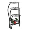 Artisasset Paint Painted Blade Shape 3 Blocks Plant Stand Black--YS