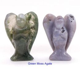 Wholesale Guardian Angel Statue Crystal Ornament (Color: Green Moss Agate)