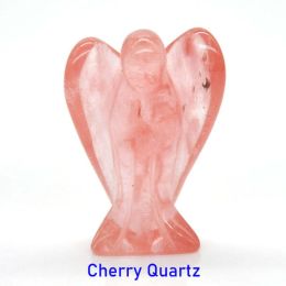 Wholesale Guardian Angel Statue Crystal Ornament (Color: Cherry Quartz)