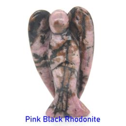 Wholesale Guardian Angel Statue Crystal Ornament (Color: Black Rhodonite)