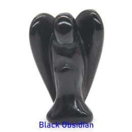 Wholesale Guardian Angel Statue Crystal Ornament (Color: Black Obsidian)