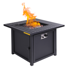 Upland 30' Slat Top Gas Fire Pit Table (Color: Black)