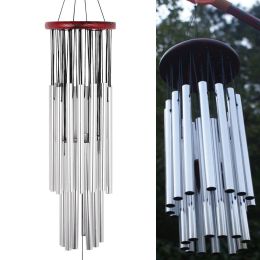 Large Deep Tone Windchime Chapel Bells Wind Chimes Outdoor Garden Home Decor (Type: 31.5" Silver with 27 Tubes)