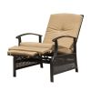 Outdoor Living Adjustable Patio Recliner Chair Metal Outdoor Reclining Lounge Chair with Remova