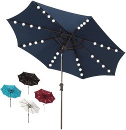 9' SolarUmbrella  with 32 LED Lights (Color: Dark Blue)