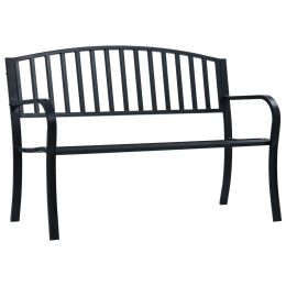 Garden Bench 49.2" Black Steel (Color: Black)