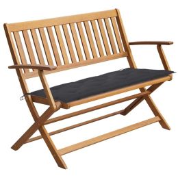 Garden Bench with Cushion 47.2" Solid Acacia Wood (Color: Brown)