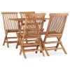 5 Piece Folding Outdoor Dining Set Solid Teak Wood