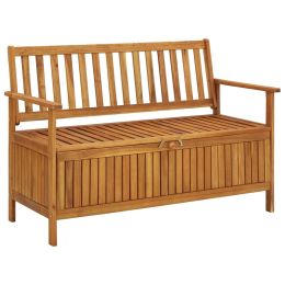 Garden Storage Bench 47.2" Solid Acacia Wood (Color: Brown)