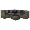 4 Piece Garden Lounge Set with Cushions Poly Rattan Gray