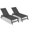 Outdoor 2-Pcs Set Chaise Lounge Chairs, Five-Position Adjustable Aluminum Recliner, All Weather For Patio, Beach, Yard, Pool RT