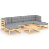 7 Piece Garden Lounge Set with Cushions Solid Pinewood