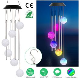 Solar Wind Chime Lights Butterfly Lamp 7 Color Changing String Lights (Type: CrystalBall)