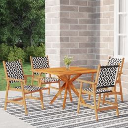 5 Piece Patio Dining Set Solid Wood Acacia (Color: Brown)