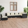 6 Piece Patio Lounge Set with Cushions Poly Rattan Black