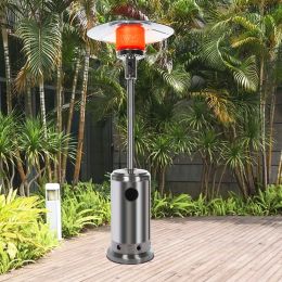 Outdoor Patio Heater With Wheels,Propane 46,000 BTU Premium Outdoor Patio Heater (Color: Silver, size: 87*46*46CM)