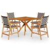 5 Piece Patio Dining Set Solid Wood Acacia