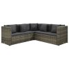 4 Piece Garden Lounge Set with Cushions Poly Rattan Gray