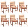 Outdoor Dining Chairs 6 pcs with Cushions Solid Acacia Wood