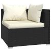 6 Piece Patio Lounge Set with Cushions Poly Rattan Black