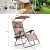 Folding Recliner Lounge Chair with Shade Canopy Cup Holder