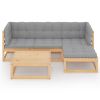 5 Piece Garden Lounge Set with Cushions Solid Pinewood